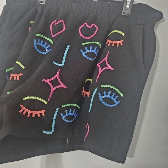 Queen of Sparkles Sequin Rainbow Faces Shorts - Picture 6 of 8